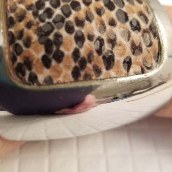 Leopard Print Cuff Bracelet Silver Tone 2 inches wide - Picture 9 of 9